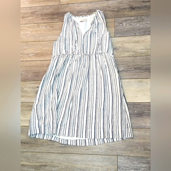 Loft Striped Sleeveless Linen Blend Dress Size Medium - Picture 1 of 7